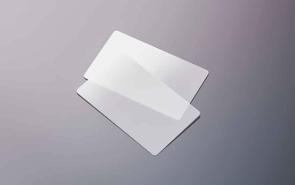 Blank plastic transparent business cards